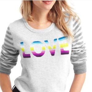 Gap | Striped Love Crew Neck Sweater Gray Rainbow